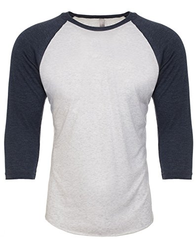 Next Level NL6051 Unisex 3/4 Sleeve Raglan - Indigo/ Heather White - XS