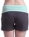 HDE Women's Maternity Yoga Shorts Stretch Pregnancy Shorts Fold Over Waistband (Grey and Mint, Large)