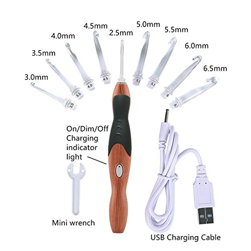 1 Rechargeable+Lighted+Crochet+Hooks+Interchangeable