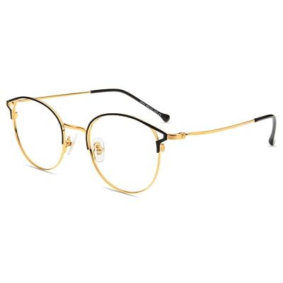 Firmoo Cat Eye Blue Light Blocking Glasses Women Men, Anti Eye StrainHeadaches, Metal Black Gold Frame Computer Glasses for Digital Screen