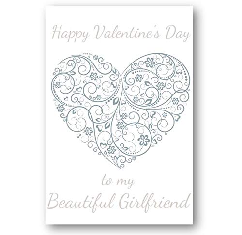 Second Ave Girlfriend Valentine Card For Her Cute Romantic Card - Blue Heart Design