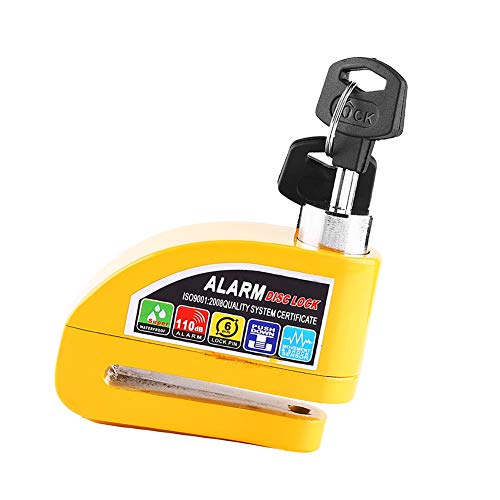 Cuque Disc Brake Lock Motorcycle Anti-Theft Brake Lock Scooter Bicycle Security Alarming System with 2 Keys(Yellow) - Thumbnail 4