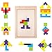Wooden Blocks Puzzle Brain Teasers Toy for Kids Ages 3-8 Tangram Jigsaw Intelligence Educational Colorful 3D Russian Blocks Game with a Storage Case and Drawing Writing Board Games