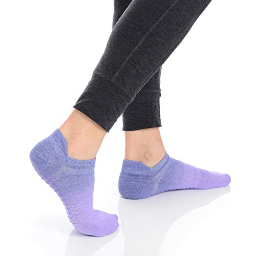 Great Soles Women's Ombre Dyed Grip Socks for Yoga, Pilates, and Barre Lilac Silver ML 8-11