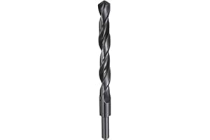 HARFINGTON 15mm Drill Bit 10mm Reduced Shank Round 4241 High Speed Steel Nitriding Black 118° Standard Point for Plastic Wood Copper Aluminum Iron Medium Soft Metal