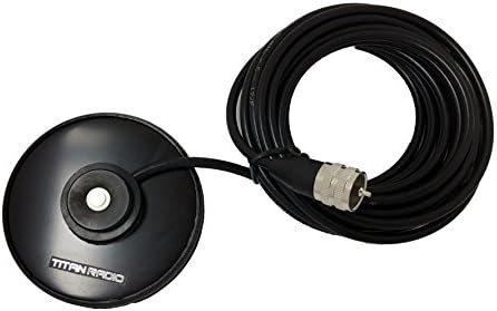 New Titan 1235 Black UHF PL-259 3 1/4" Magnet Mount NMO Mag Mount 17 foot Antenna Cable Roof or Trunk Mobile Radios PL259 Connector for Icom Kenwood Mobiles 1239 F621 F221 F6011 F6021 F6121D Mobiles