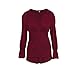SUNNOW Women's V-Neck Long Sleeve Casual Loose T-Shirt Blouse Top (XL, Wine Red)