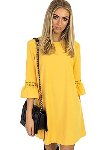 YidartonAitos A Linie Kleider Damen 3/4 Arm Sommerkleid Tunika Elegante Minikleider Strandkleider Partykleid Schick…