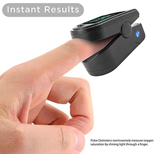 Facelake FL-350 Pulse Oximeter with Carrying Case & Batteries & Lanyard, Black