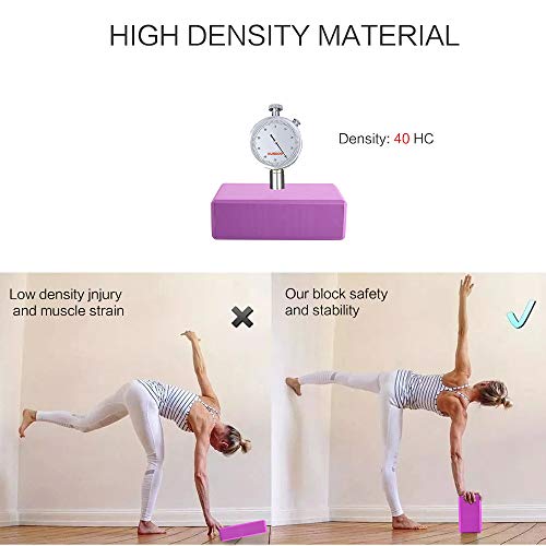 Yogaer Yoga Blocks 2 Pack and Strap Set, Exercise Block with Light Weight Foam Improve Balance and Flexibility for Yoga Pilates Meditation