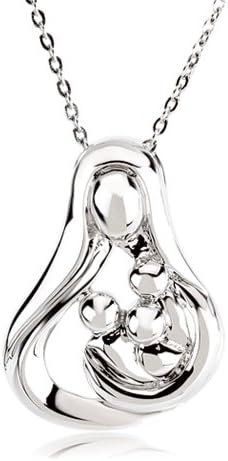 Mother And 3 Children Embrace Necklace in Sterling Silver