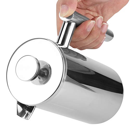 Double Walled Stainless Steel Coffee Maker French Press Tea Pot with Filter for Home Office Camping (800ml)