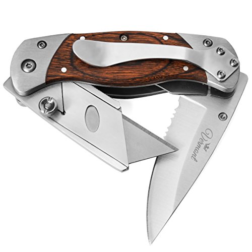 Vermont 2 in 1 Folding Utility Knife, Box Cutter Wooden Handle with