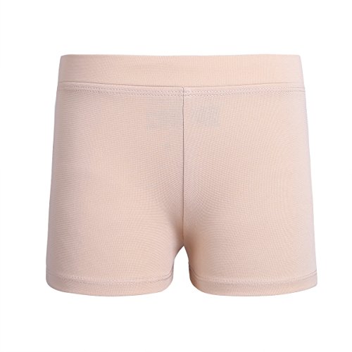 ranrann Girls Stretchy Boy Cut Activewear Gymnastic Shorts Dance Exercise Workout Under Skirt/Dress, Nude, 12-Nov