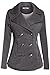 BodiLove Women's Stylish and Warm Peacoat with Sherpa Lining Charcoal L