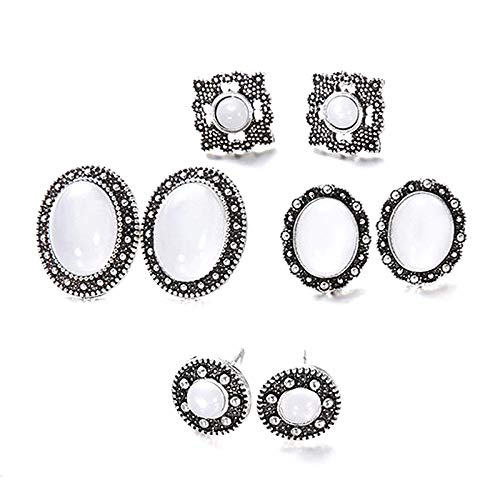 Antique Oxidized Silver Base Metal and Crystal Earrings for Women