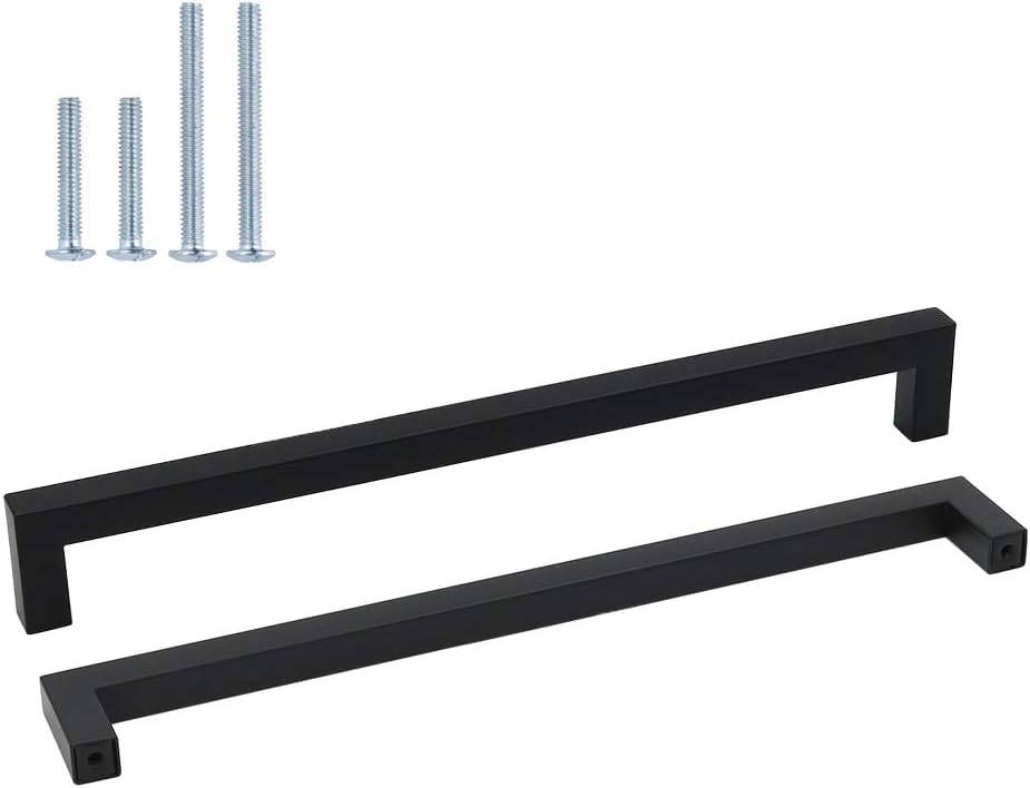 Goldenwarm 5 Pack Black Kitchen Handles 256mm Hole Center, Black Wardrobe Handles, Stainless Steel, Modern Style — image 1