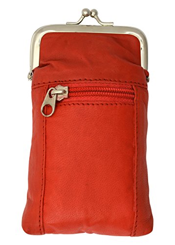 New Design Genuine Leather Cigarette Case and zipped Lighter pouch by Marshal (Red)