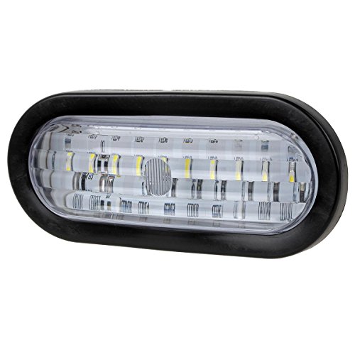 Partsam Set/2 Submersible 6" Oval White Stop Turn Tail Reverse Lights 30 LED w/Flush Mount