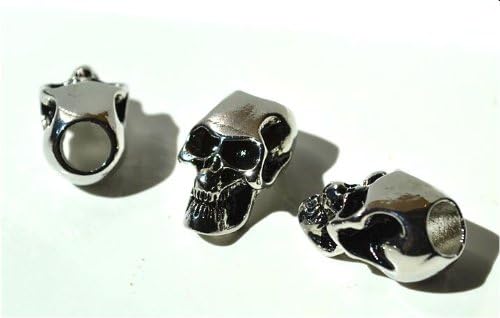 5 Metal Chrome Skull Beads For 550 Paracord Bracelets, Lanyards, & Other Projects by House of Beads