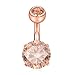 Ruifan 3PCS 14G 6mm 1/4 Inch 316L Surgical Steel CZ Short Belly Earring Navel Button Rings Set - Rose Gold
