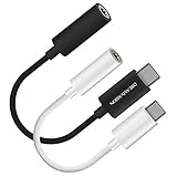 [2 Pack] Moto Z Type C to 3.5mm Headphone Jack Adapter,Dreamvasion Type C 3.1 Male to 3.5mm Female Extension Audio Adapter Cable for Motorola Moto Z, Letv Le Pro 3 - Black and White
