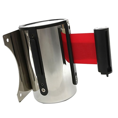 Dovewill 3m Security Queue Barrier Strap Auto Retracting with Strips Wall Fixed Red