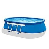 Intex 18ft X 10ft X 42in Oval Frame Pool Set with Filter Pump, Ladder, Ground Cloth & Pool Cover