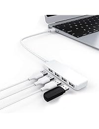 Adaptador USB C Hub, adaptador USB C ultra delgado con 4 puertos USB 3.0 para MacBook Pro 2018 2017 iMac, Chromebook Pixelbook, XPS, Samsung S9, S8 y más dispositivos USB tipo C, color blanco