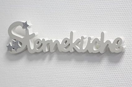 Schriftzug - Sterneküche - Holz weiß /schwarz Deko Wandtattoo