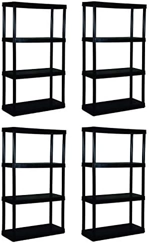 Gracious Living 4 Medium Duty Shelf Unit, Black (Pack of 4)
