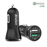 30W Quick Charge 3.0 Car Charger, Bralon Dual USB Car Charger for iPhone X/8/8 plus/7/7 Plus/6S/6S Plus/6/5, Galaxy S9 /S9 Plus/ Note 8/ S8/ S8 Plus and More