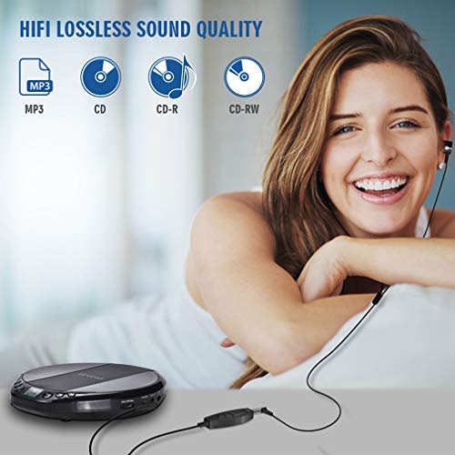 Portable CD Player for Car HiFi Lossless Small CD Player with Headphone CD Discman Compact Disc Personal Walkman Player Shockproof Anti-Skip