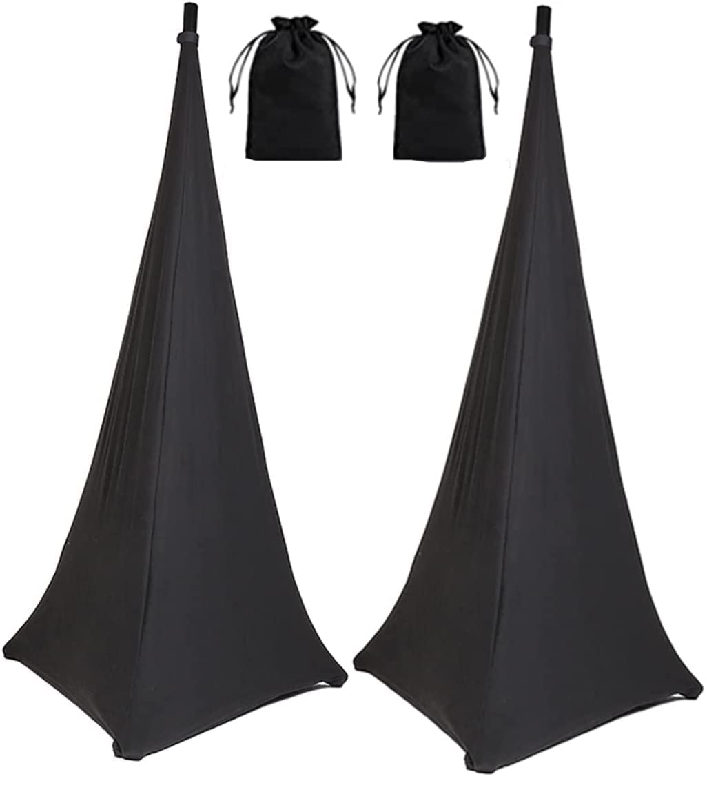 Speaker Stand Cover COOSOO Universal Lighting Tripod Stand Cover Scrim DJ Speaker Light Stand Skirt Cover Stretchable Lycra Spandex Material 360 Degree Cover for Weddings Banquets Events