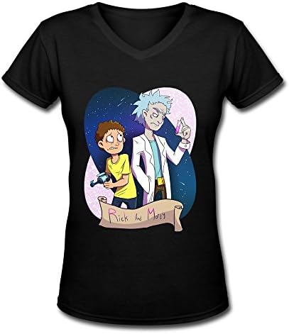 NNKEY Women's Short Sleeve Rick And Morty T-shirt Black L