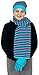 Girl's 3 Piece Knit Hat, Scarf & Gloves Set (Blue-Lavender), OSFM