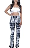 ZIKKER Women's Two-Piece Romper Sexy Tie Dye Print Bandeau Top Flared Bell Bottom Pants Jumpsuit Outfits
