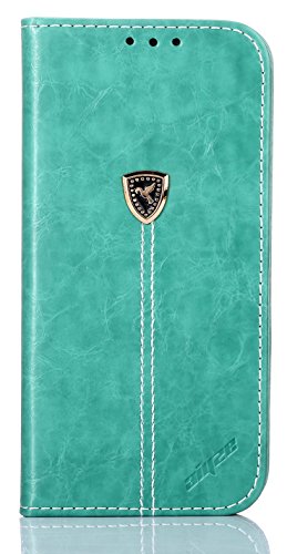 S5 Case,Samsung Galaxy S5 Case Cool Design Shock-Absorption Thin Leather TPU Stand Magnetic Wallet Cover Credit Card Holder Telephone Full Protective Book Style Sleeve Mint Green