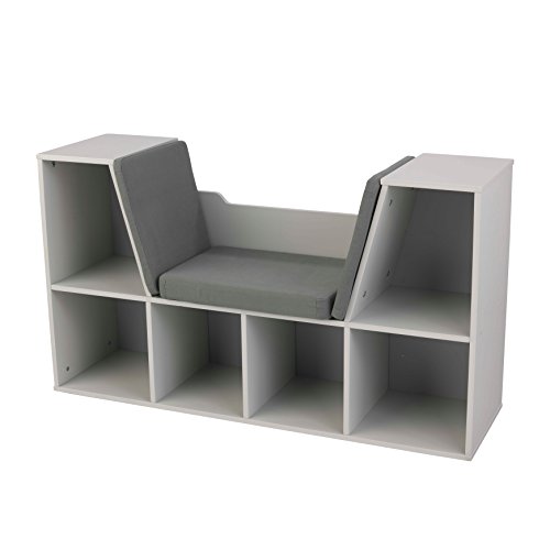 KidKraft Bookcase with Reading Nook Furniture, Gray