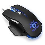 Programmable Gaming Mouse, aLLreLi M515BU 4000 DPI Ergonomic Optical Mouse with 6 Programmable Keys