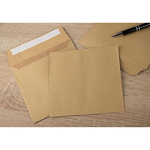 50 Pack Square Kraft Envelopes for Invitation & Greeting Cards, 5.5x5.5