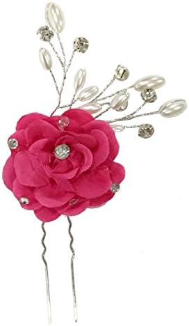 Exquisite Selebrity Wedding Bridal Rhinestone and Pearl Flower Headpieces (ROSE RED 695)