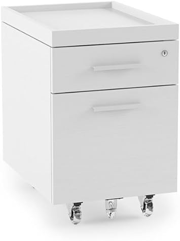 Amazon Com Bdi Centro Mobile File Pedestal Cabinet Satin White Gray Glass Furniture Decor