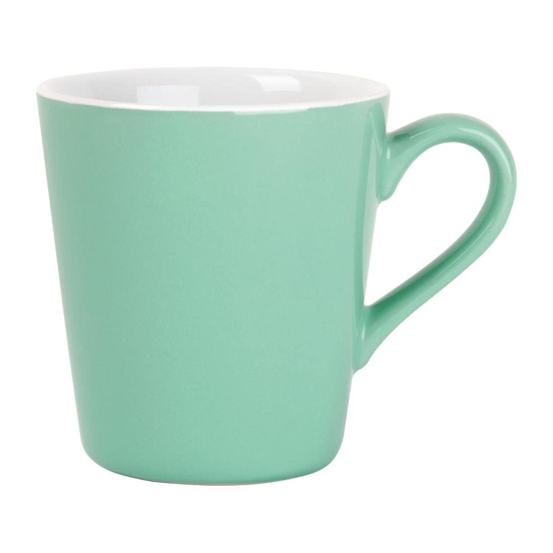 Olympia Cafe Flat White Cups in Green 170ml - Chip Proof, Dishwasher and Microwave Safe, Durable Hotel Restaurant Café Tea Coffee Mugs - Pack of 12