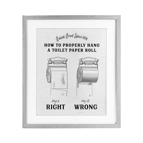 Stupell Industries Right & Wrong Toilet Roll Gray Framed Print Under Glass, des…