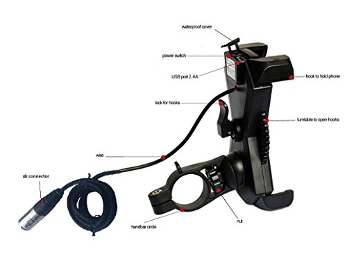 Mobile Phone Holder with USB Charger for Mobility Scooters and Power Chairs