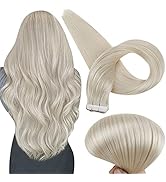 Full Shine Tape in Hair Extensions Silky Straight 18 Inch Color 1000 Blonde Adhesive Tape in Hair...