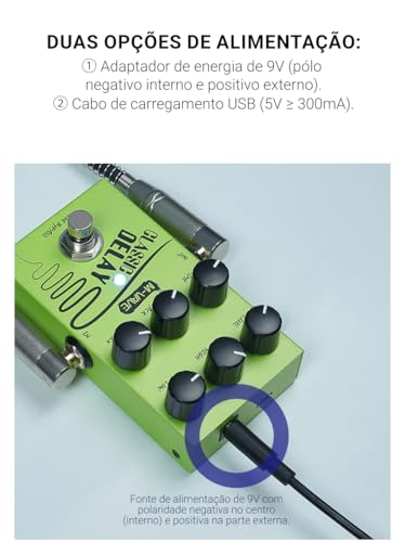 VEDO M-vave Pedal de efeito Classic Delay, True Bypass, tempo de delay de 600ms, para guitarra elétrica e baixo.
