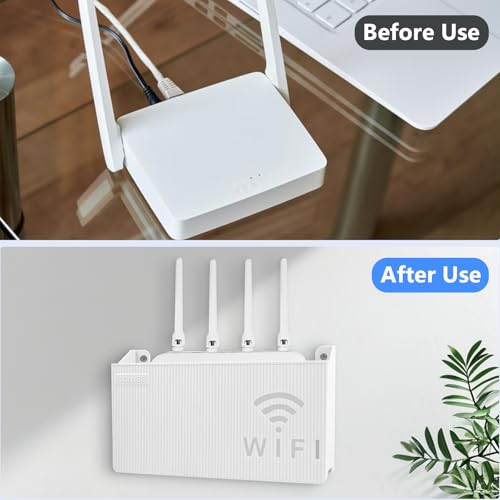 Storage Box for WiFi Router Box Router Wall Hidden Router Storage Box WiFi Router Holder Box Wall Mount Router Rack Hidden Cables Small, White