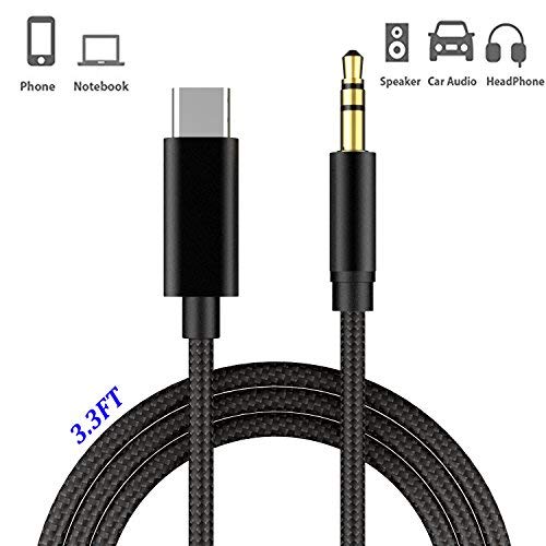 Pixel 2 Aux Cord, Best Tek USB C to 3.5mm Male Audio Aux Jack Cable for Pixel 2, Galaxy S8 S9, LG, Moto Z (3.3FT) Black Color